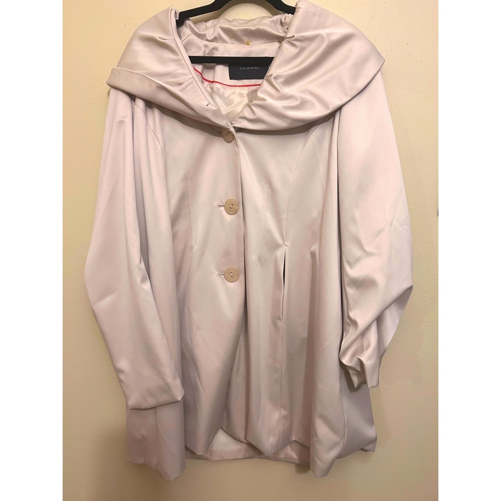 Tahari babydoll Trench Coat Womens Champagne Beige Excellent Portrait Belted